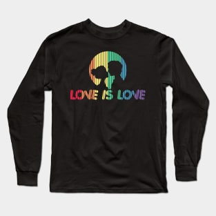 Adorable Love is Love Colorful Rainbow Silhouette Long Sleeve T-Shirt